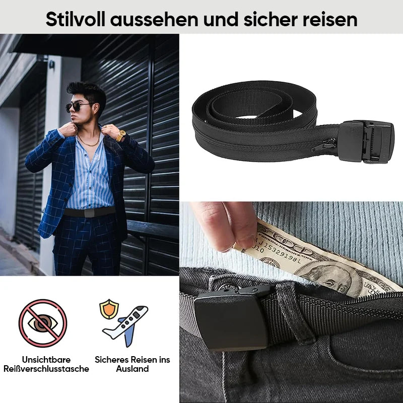 Anti-Diebstahl-Gürtel mit versteckter Geldtasche