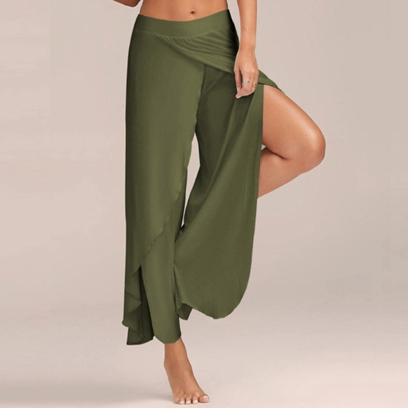 Damen-Culottes Chinohose mit weitem Bein