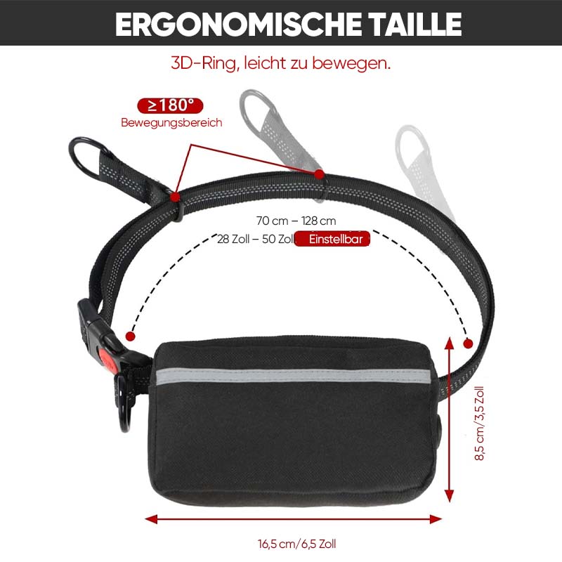 Freihändige Hundeleine mit Reißverschlusstasche