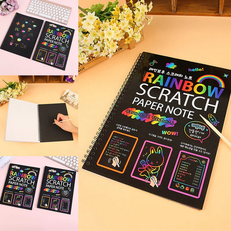 【100 Stück/1 Set】DIY Regenbogen-Magie-Kratzpapier-Kunstset