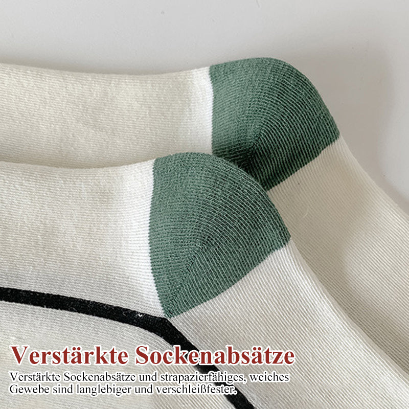 Niedliche mittellange Baumwollsocken im Retro-Stil (5 Paar)