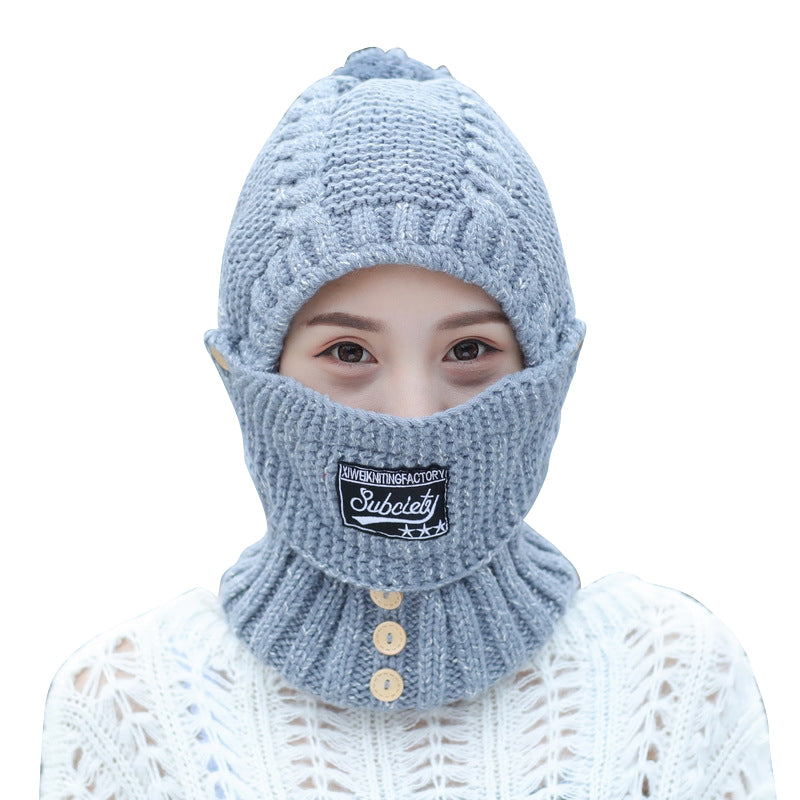 2 in 1 Maske Schal Strickmütze